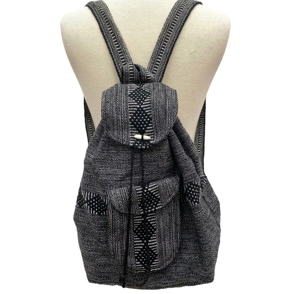 Pinzon Handbags - PINZON Mexican Black & White Woven Boho Backpack